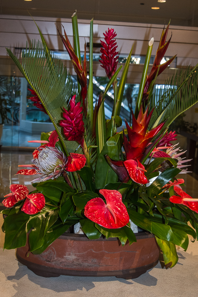 Beautiful flower arrangement in lobby