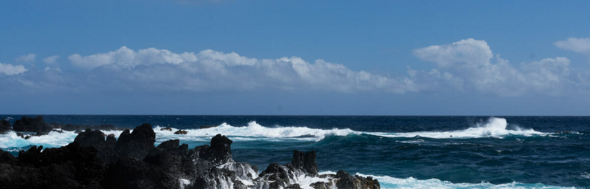 Surf's up at Laupahoehoe on the Big Island's east side.