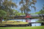 This red gazebo is the star attraction at the gardens.