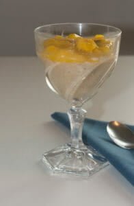 Coconut Rice Pudding with Mango Coulis