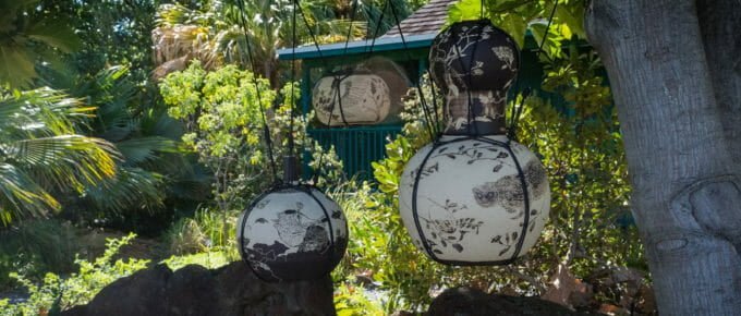 Lanterns in the gardens at Bishop Museum