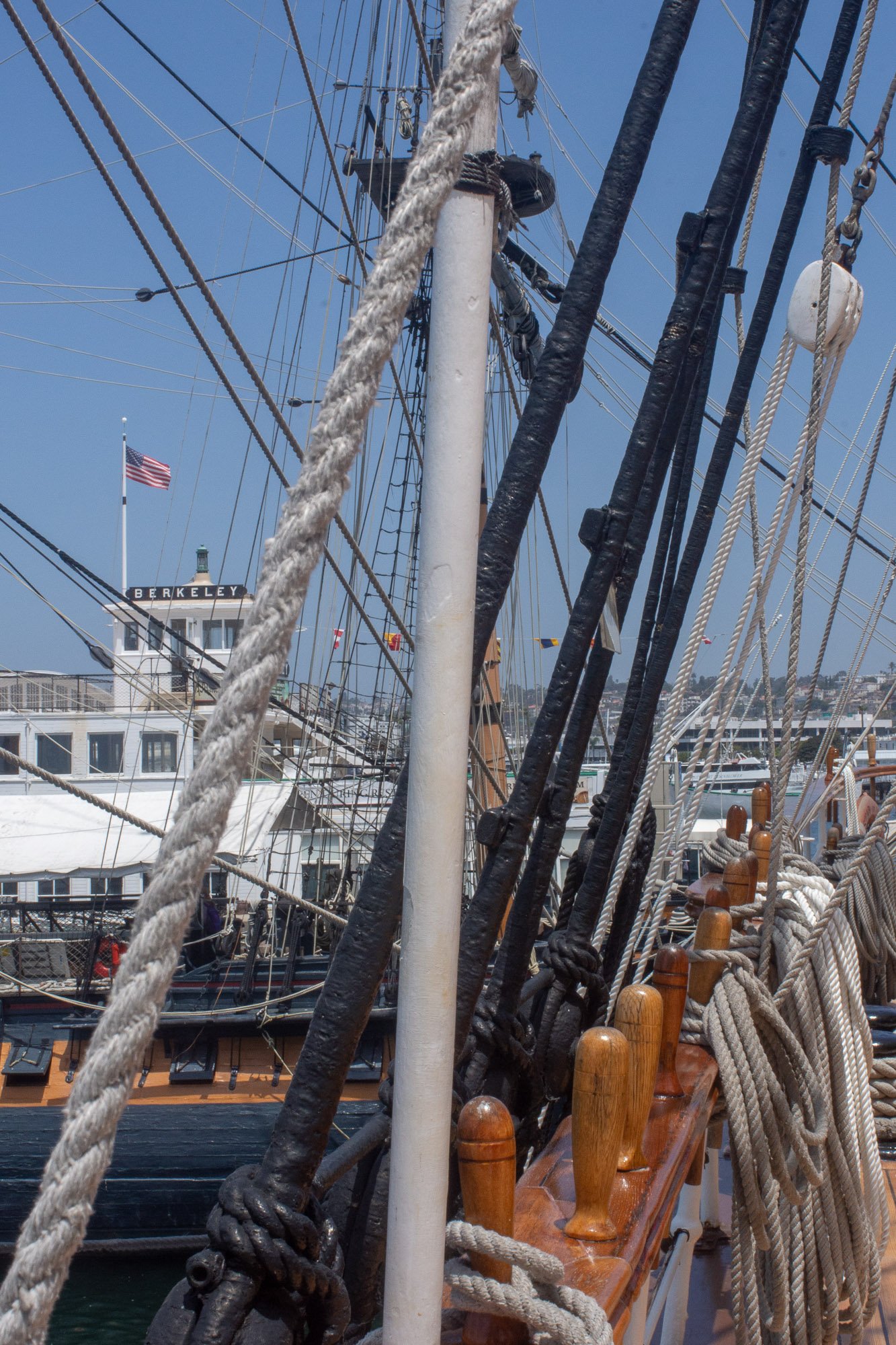 Aboard the Star of India. Could you keep all those ropes straight?