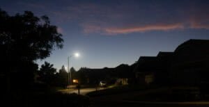 Our street at the blue hour