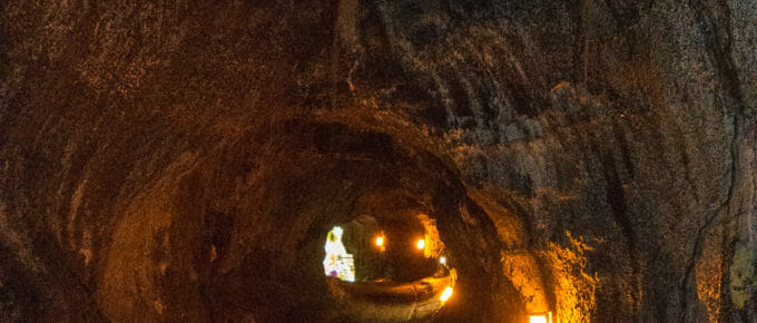 Inside Thurston Lava Tube at Volcanos National Park