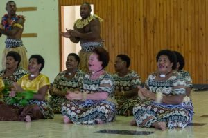 Members of the local tribe singing for us