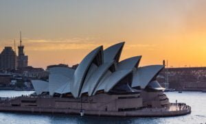 Sunset behind Sydney Opera House