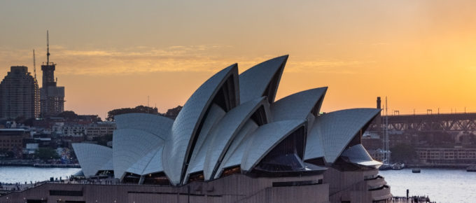 Sunset behind Sydney Opera House