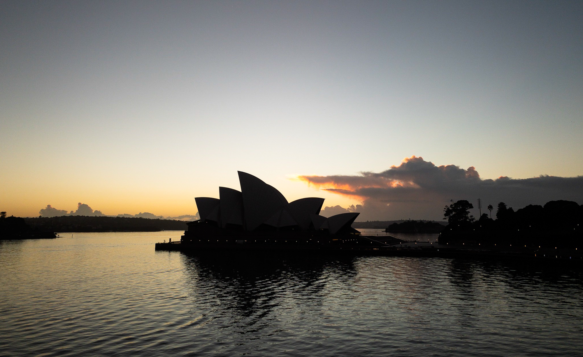 The iconic Sydney Opera House at dawn. Photo taken from the balcony of our cabin on the MS Noordam.