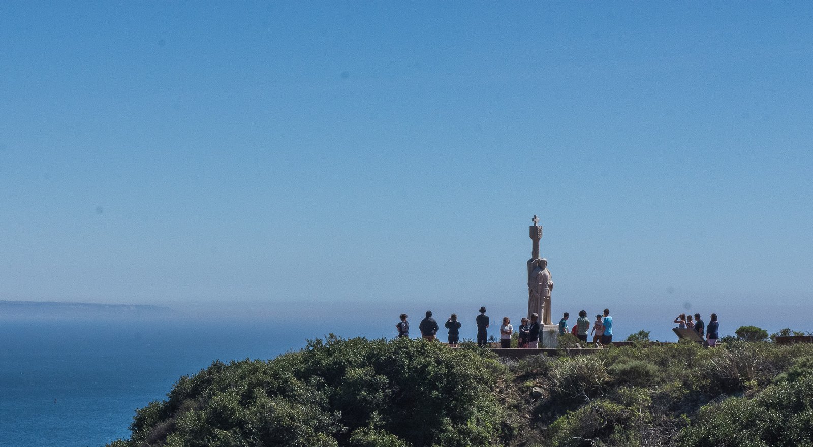 Juan Rodriguez Cabrillo statue from a distance has admirers