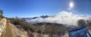 Panorama shot of fog rolling back