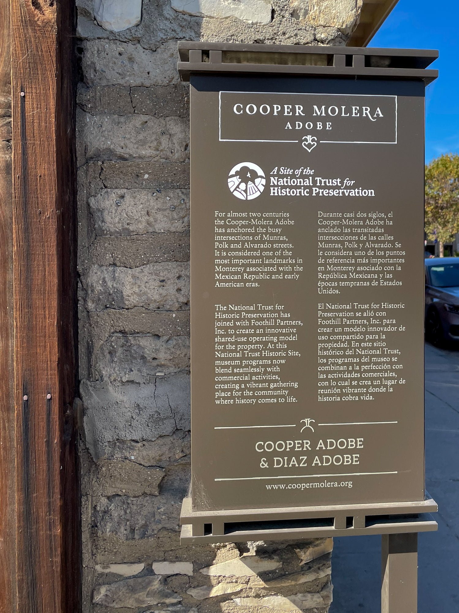 Tells the history of the Cooper Molera Adobe