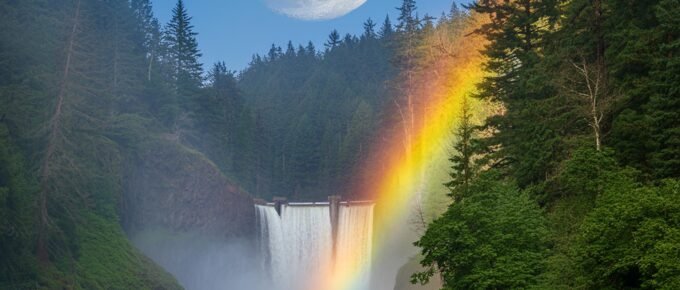 Moonbow over river - inspired by Cumberland Falls moon bows