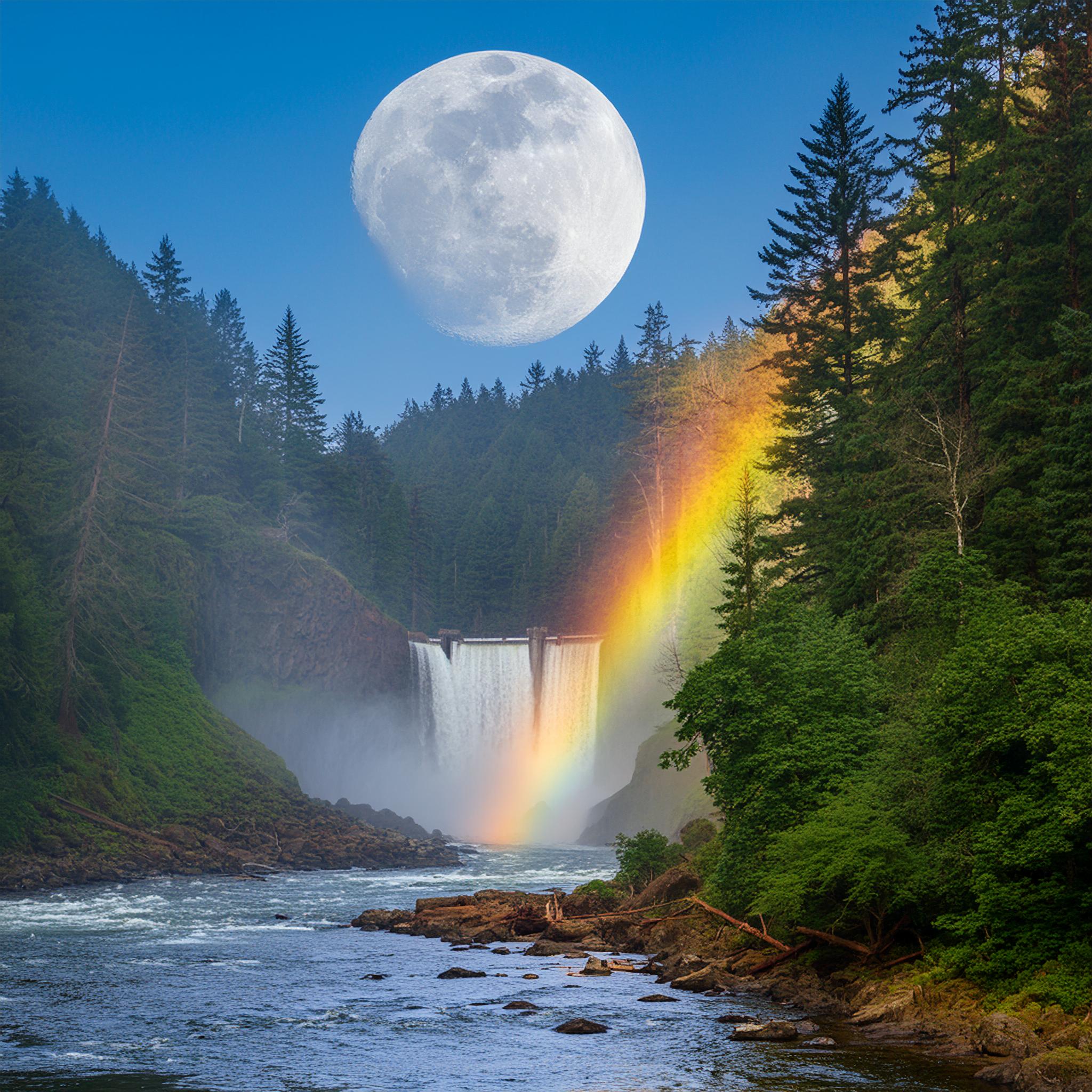 Moonbow over river - inspired by Cumberland Falls moon bows