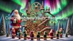 Santa Claus and the elves at New Years