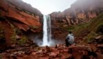 admiring Utah's waterfalls