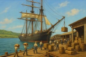 Sailing Ship loading at dock